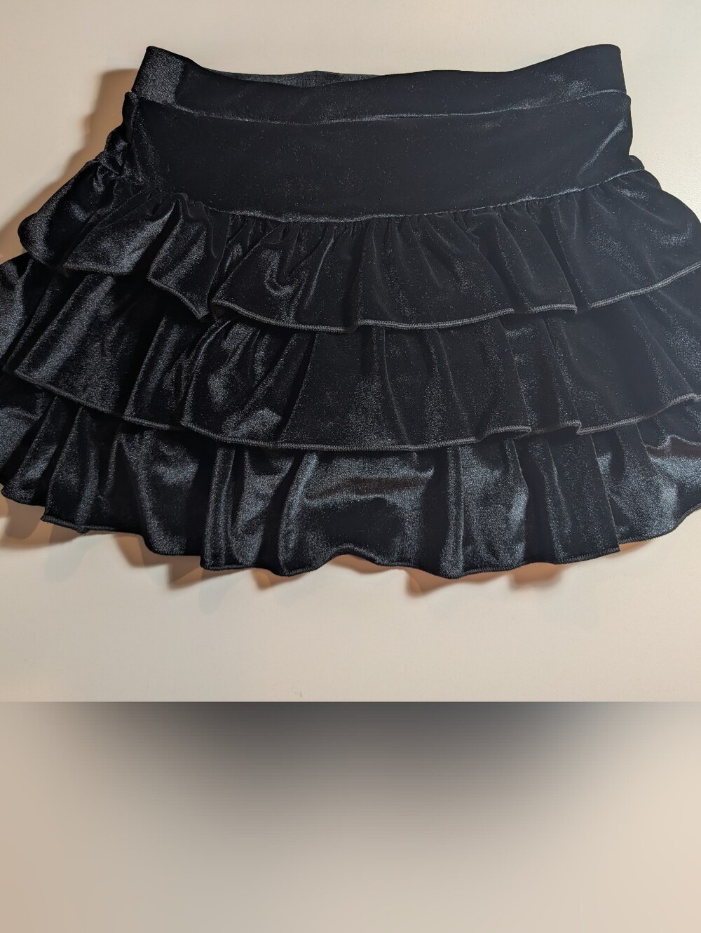 Chaser Girls Size 10 Velvet Black Ruffled Flouncy Mini Skort NWT